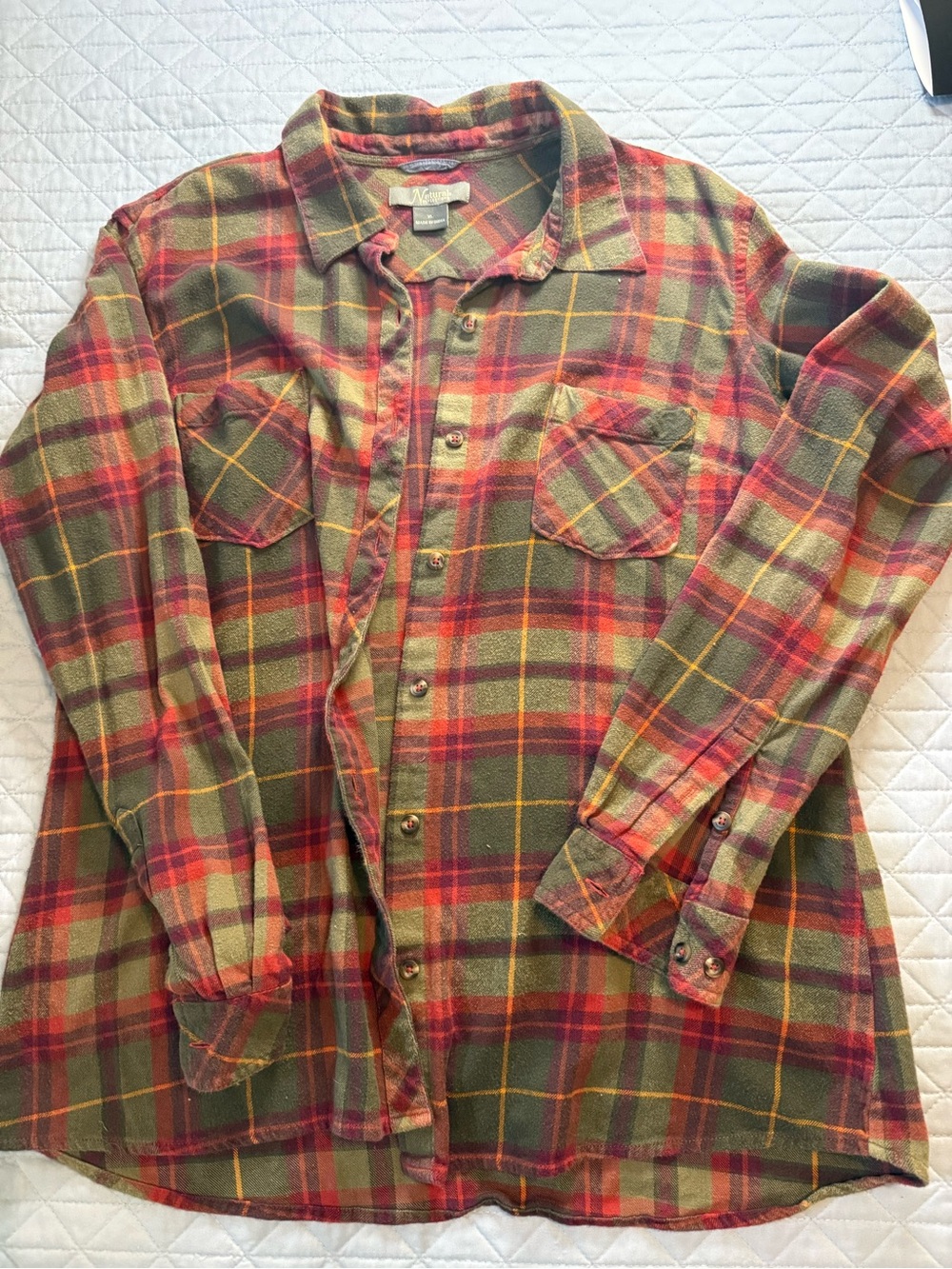 Natural Reflections Olive, Red & Mustard Plaid Button-Up Shirt